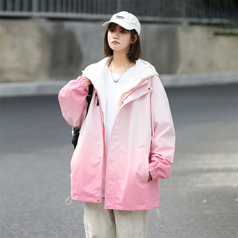 港风双面穿男女同款渐变夹克运动青少年外套四级防泼水有报告，男装夹克，电商A409-1