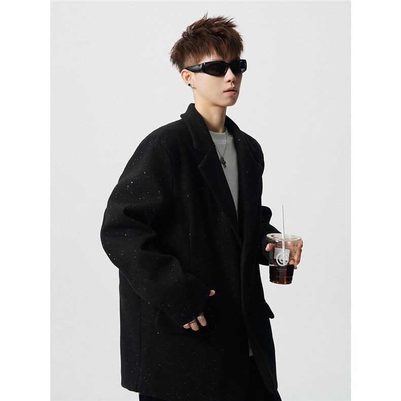 满天星毛呢西装大码M-5XL加棉大衣聚酯纤维XF78155P118控188，男装西服套装，星座227-7