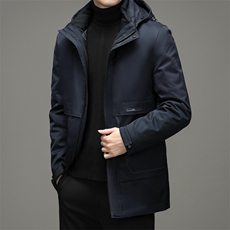 羽绒服男装中年男士秋冬厚款中老年人连帽宽松休闲外套Q2177-P330，男装羽绒服，电商B212（原钱塘6029）