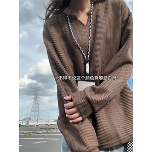 XZ809A/SYR21/P30/控48  麦穗格扎染V领口长袖T恤卫衣图片