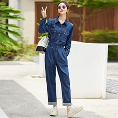 欧货2025春秋新款工装牛仔连体裤女别致高级感气质收腰显瘦连衣裤，女装连体裤，E百度