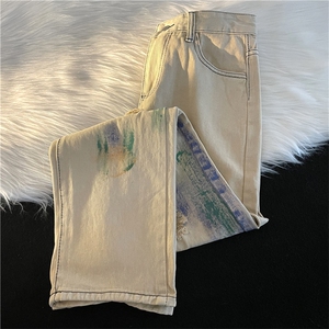 破洞扎染牛仔裤男潮牌设计感高街嘻哈潮流宽松工装裤N0927-P55图片