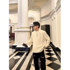 金戈铁马灰色RL半高领拉链毛衣男老钱风慵懒感加厚针织衫NB45P65，男装针织衫/毛衣，电商D256
