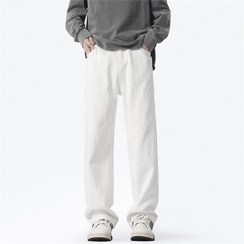 A337-S087-P45控68高街潮流白色牛仔裤直筒长裤，男装牛仔裤，电商A337