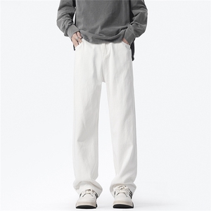 A337-S087-P45控68 高街潮流白色牛仔裤直筒长裤,男装牛仔裤,电商A337