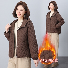 2024年冬季新款时尚休闲保暖连帽小棉服，女装棉衣/棉服，依恋蒂丝