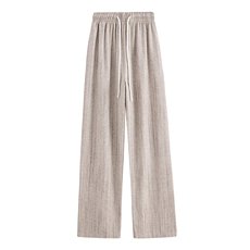 条纹休闲裤子女秋季2024新款流行高腰长裤显瘦宽松阔腿裤，女装休闲裤，梦白服饰厂