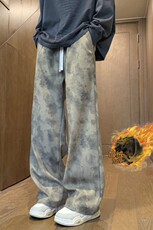 扎染裤子男秋冬季加绒加厚潮宽松垂感运动休闲长裤k7906加绒-P42，男装休闲裤，星座505-3