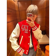 1506-1/GJ7360/P77美式珍珠刺绣拼接撞色棒球服外套，女装短外套，星座1506A