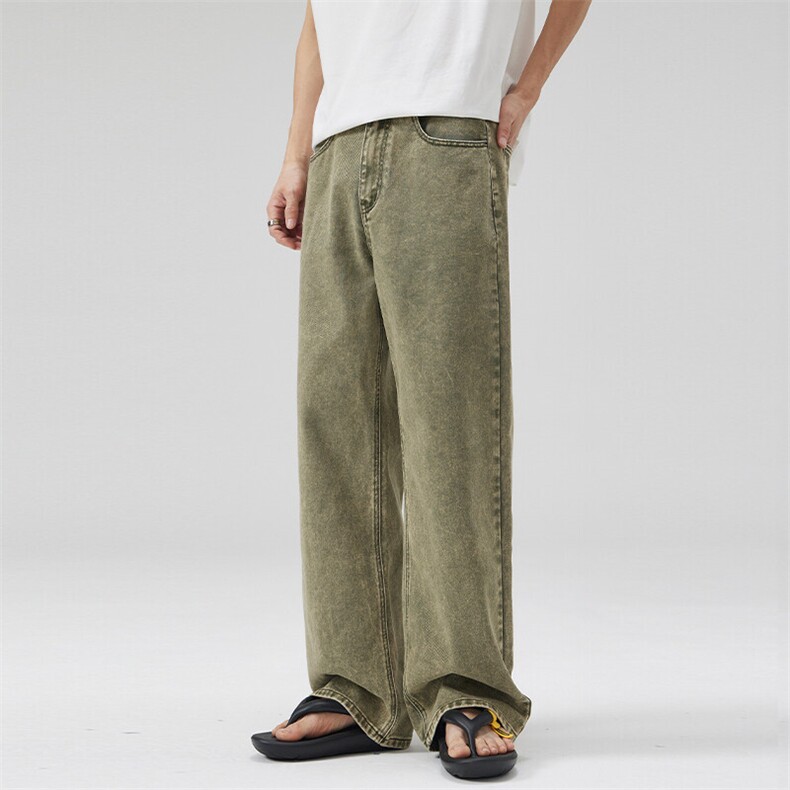 2025春夏美式炒雪花速特丽染牛仔裤男宽松直筒潮牌百搭休闲长裤，男装牛仔裤，星座301D-3