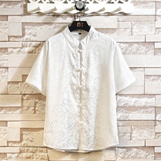 风短袖衬衫男士夏季复古盘扣汉服龙纹衬衣新中式男装C339P40，男装衬衫，电商A056