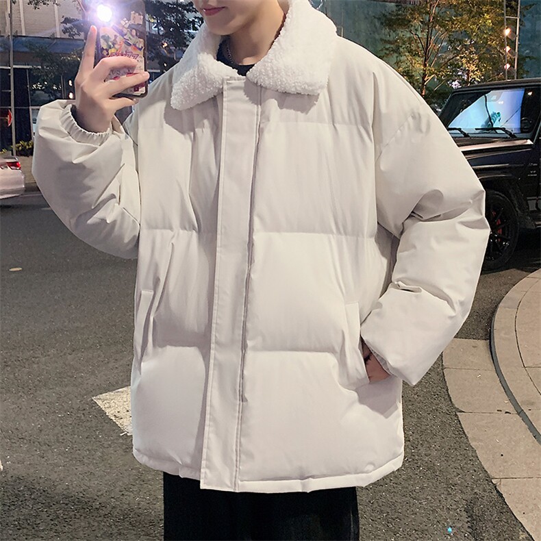 2023冬季男士羊羔毛翻领棉衣男纯色港风面包服棉服A071-Y277-P115,男装棉衣,电商A071