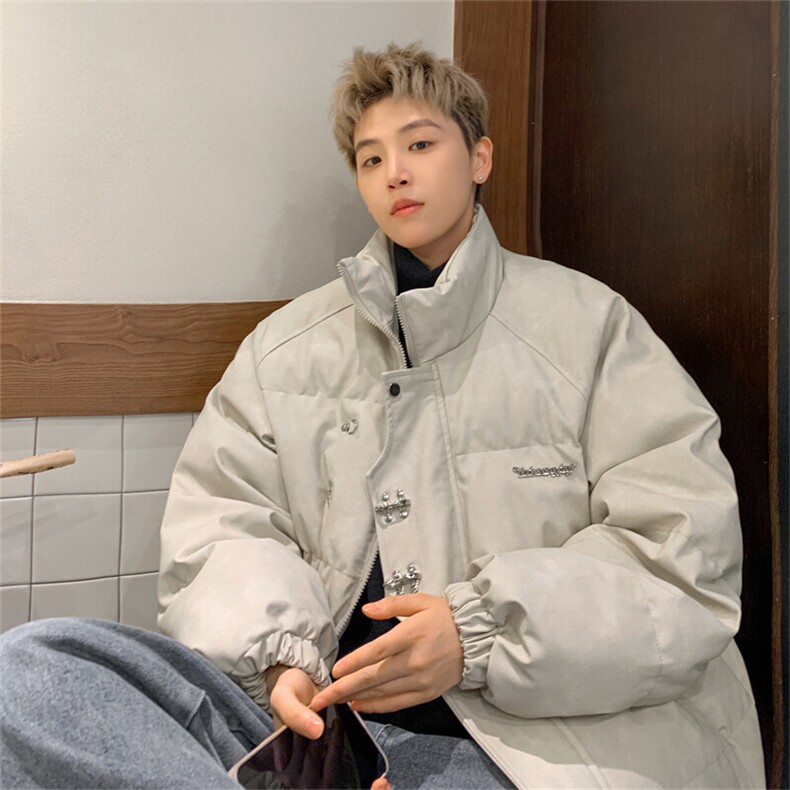 wassuphappy美式PU皮棉服男冬季潮牌加厚棉衣外套保暖宽松面包服,男装棉衣,星座506-1