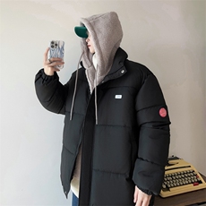 日系oversize假两件羊羔毛连帽棉服男女冬季高级感567-P95，男装棉衣，星座1109-3