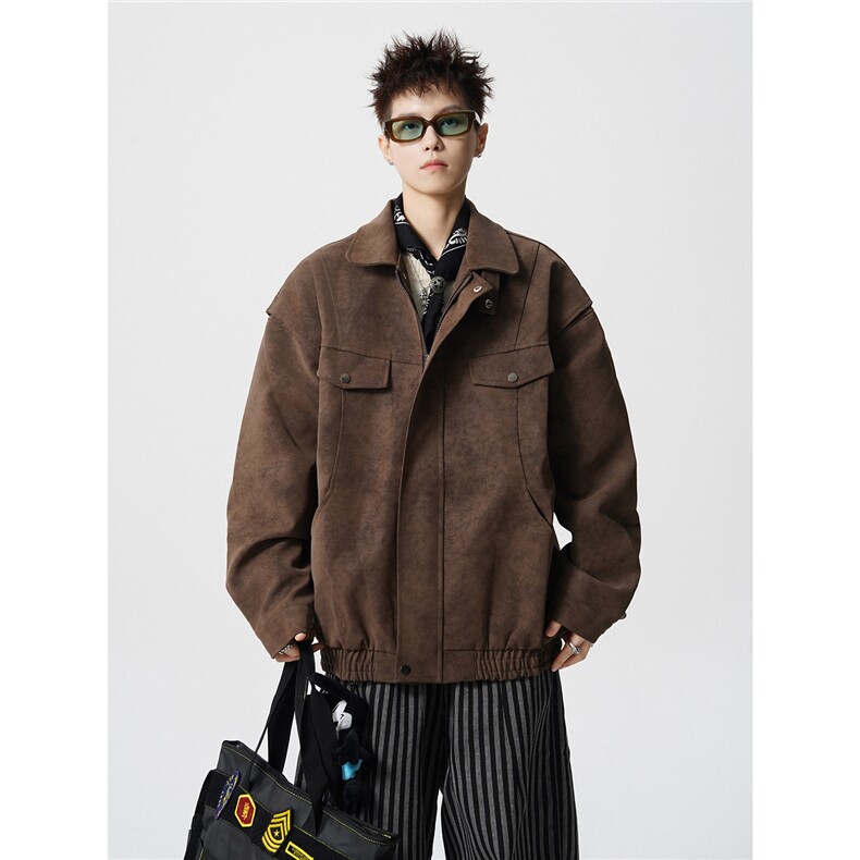 可二开雾霾脏脏灰解构大码M-5XL皮衣夹克立体图JK78087特P85控138，男装夹克，星座227-7