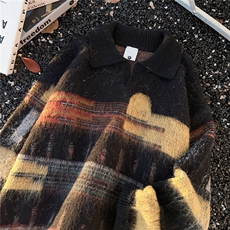 美式覆古chic撞色翻领针织衫男女秋季宽松MY9576-P58，男装针织衫/毛衣，星座1109-4