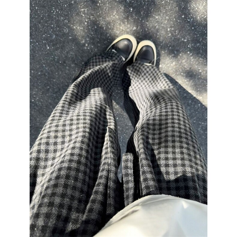 特批P35无差价秋季新款时尚复古格子毛呢拖地大码休闲裤男K5795，男装休闲裤，电商A001-1