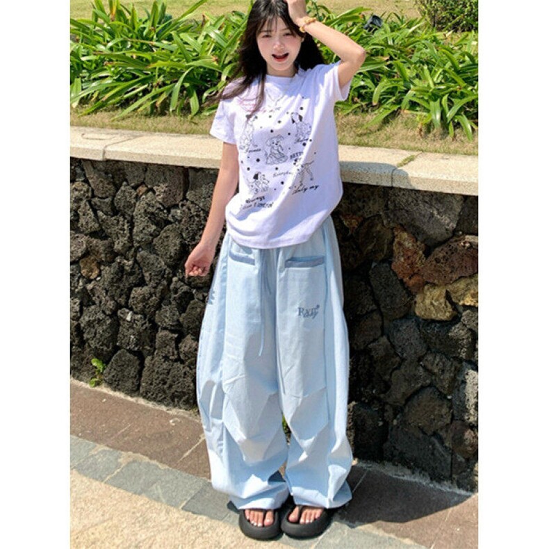 美式街头条纹弯刀裤女2025超火夏装街头撞色腰头拼接KB3048,男装休闲裤,星座1116A（原606A-3）
