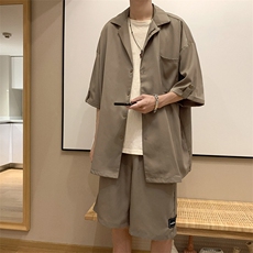 高级感炸街男装夏季小西服套装搭配帅气约会穿搭七分袖W1061-P46，男装衬衫，星座512-2