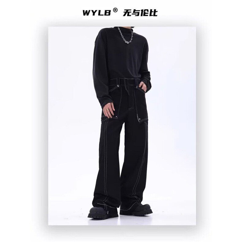 W9676-P68网图现货新款美式复古明线设计直筒牛仔裤,男装牛仔裤,星座1608-2