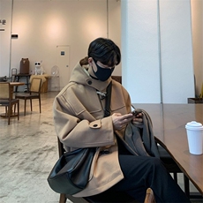 816B-DY1012-P160韩轻熟连帽牛角扣呢子大衣男休闲外套，男装毛呢大衣，星座816B