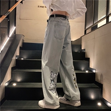 k1009-p55-控78M-5XL拉链拼色黄泥在高阶宽松大码牛仔裤cityboy，男装牛仔裤，星座116