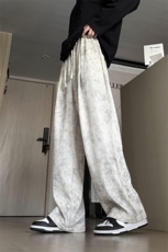 现货网图抖音品质夏季垂感扎染凉感休闲裤K2526P30，男装休闲裤，星座1904A