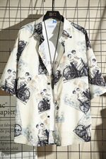 CS07--P45夏季大码休闲男士冰丝衬衫男宽松个性印花外套男，男装衬衫，电商B369（原A024）