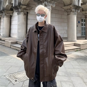 GC6360-P65 美式街头2026秋季新款潮牌复古机车服宽松男皮衣外套图片
