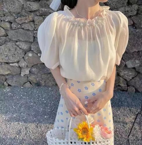 【现货】2021夏季新品珍珠韩版气质小上衣,女装,意格