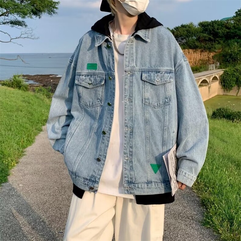 牛仔外套女韩版宽松夹克2024春秋新款高街牛仔衣复古B60-P65,男装夹克,星座1109-3