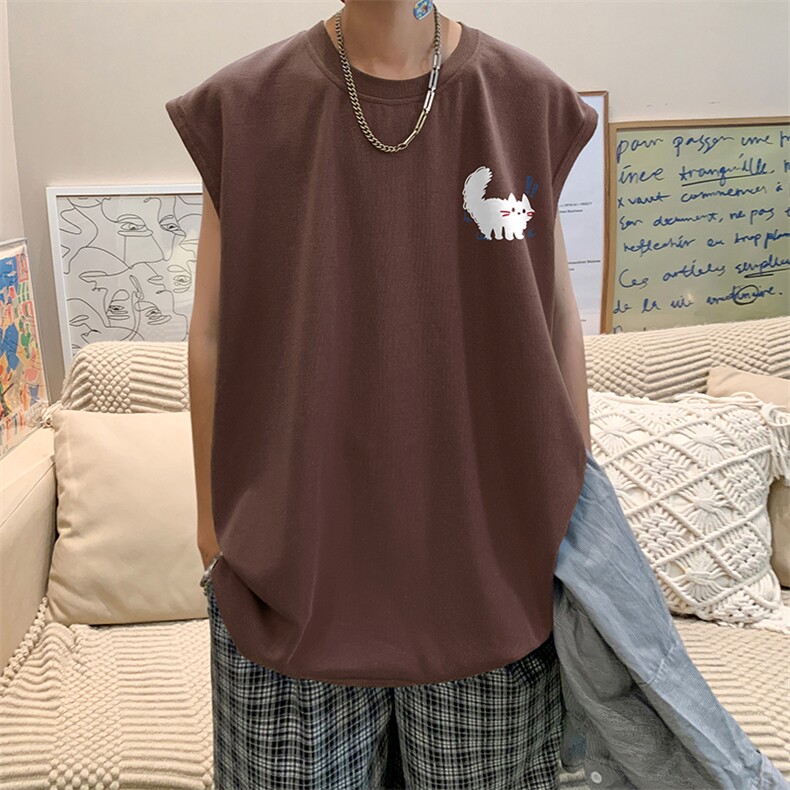 量大优供视频得物直播品质220克夏季纯棉背心无袖T恤WB92,男装T恤,电商A486