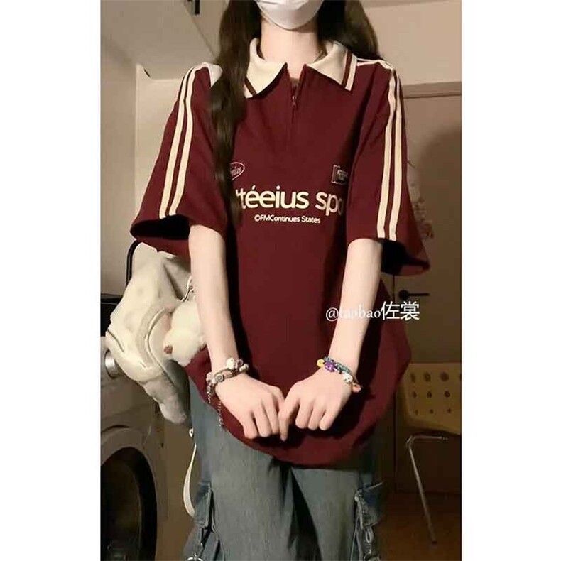 美式复古重磅polo衫翻领短袖T恤男女同款设计感情侣短袖TA16-P39,男装T恤,星座208-5