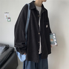 港风秋冬灯芯绒夹克外套长袖韩版工装衬衫宽松衬衣男女H202/P45，男装夹克，电商A221A