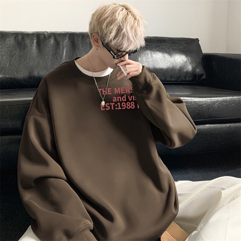 量大优可提供视频2024印花圆领卫衣宽松HD019-1-YL4333-P30,男装卫衣,电商019-1