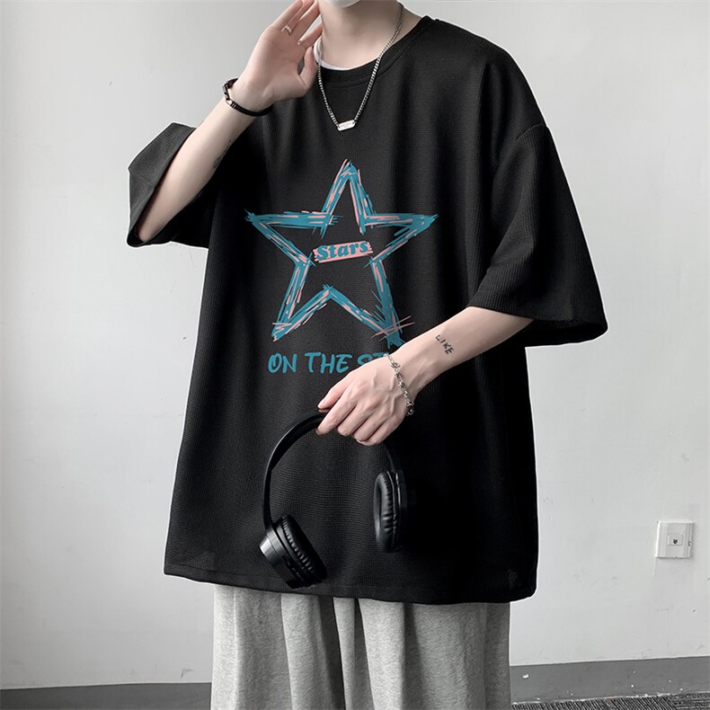华夫格t恤男短袖男大码五分袖大皂风HT73340-P22,男装T恤,电商A040