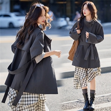 2026春季新款时尚中长款翻边风衣，女装风衣，凯瑟曼