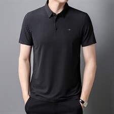 商务休闲条纹短袖T恤男薄款翻领POLO衫夏季中年男士弹力体恤衫潮,男装T恤,电商B212（原钱塘6029）