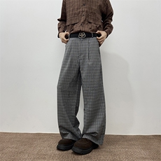 千鸟格裤子小众阔腿工装裤男士宽松日系灯笼裤春秋季K0337-P53，男装工装外套，星座308B-2