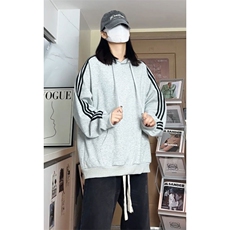 潮流休闲三条杠大码纯色休闲运动连帽卫衣内搭W4604-P50【特价】，男装卫衣，电商A007