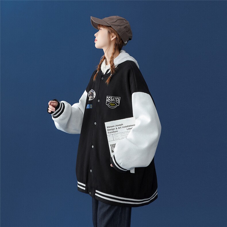 中性风 2023秋季新品港风原宿潮牌印花棒球服夹克外套G86 p65控78图片
