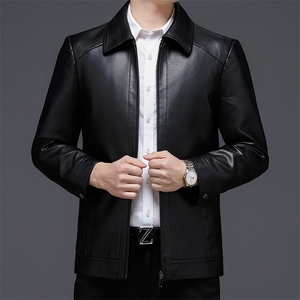 皮衣男士外套2023秋冬新款韩版潮流翻领服商务闲百搭工装皮夹克男图片