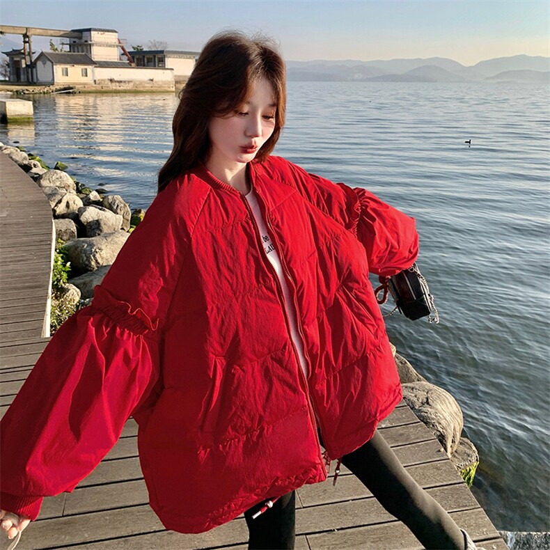 新款已出货新年款红色羽绒服2C007-527-345-K518（90绒）,女装羽绒服,2C007