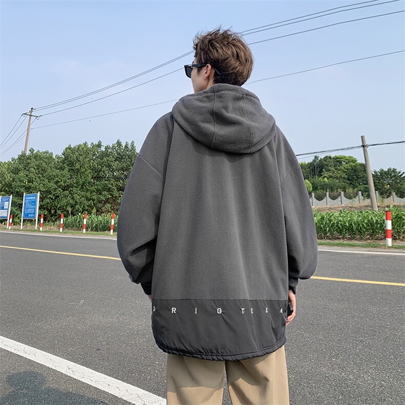 8XL-M大码摇粒绒卫衣套头连帽半拉链宽松美式复古外套WY9103/P68,女装短外套,电商B238