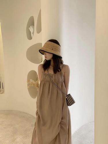 新款设计感链条??天丝吊带连衣裙，女装背心吊带，UPUP