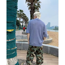 纯色镂空冰丝短袖POLO衫男夏季B6013P45，男装Polo衫，星座1116-2