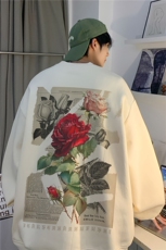 抖音品质秋季新款美式复古玫瑰印花宽松卫衣JK23391特批25-控48，男装卫衣，星座605(原A050)