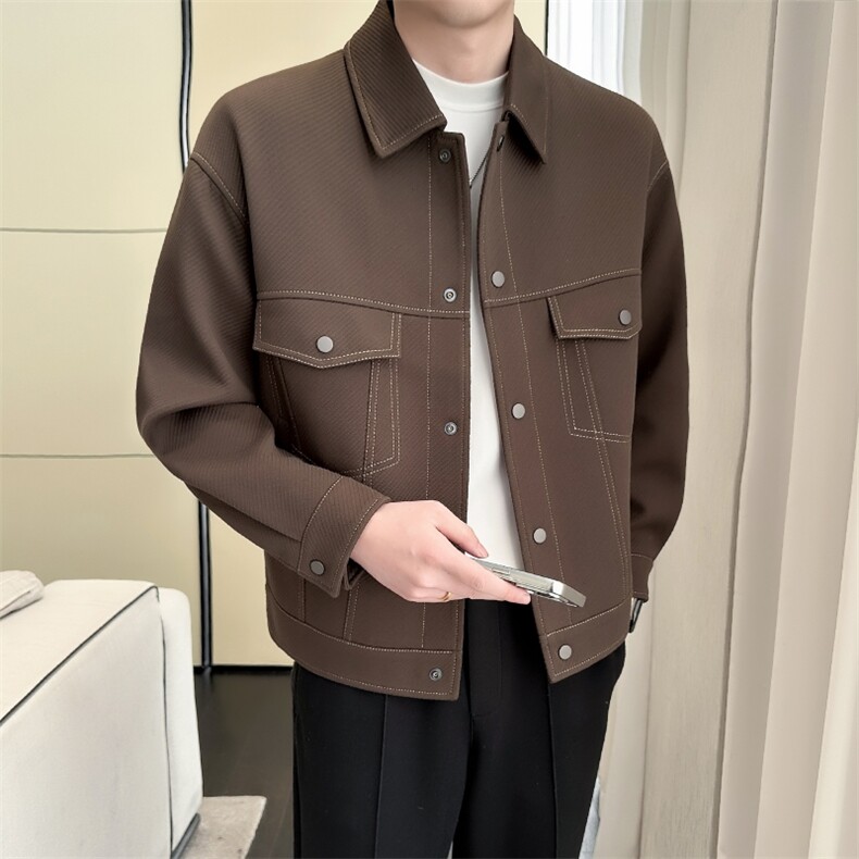 现货轻熟风2025秋季男明线工装斜纹夹克外套JK31P105控138，男装夹克，电商B276A