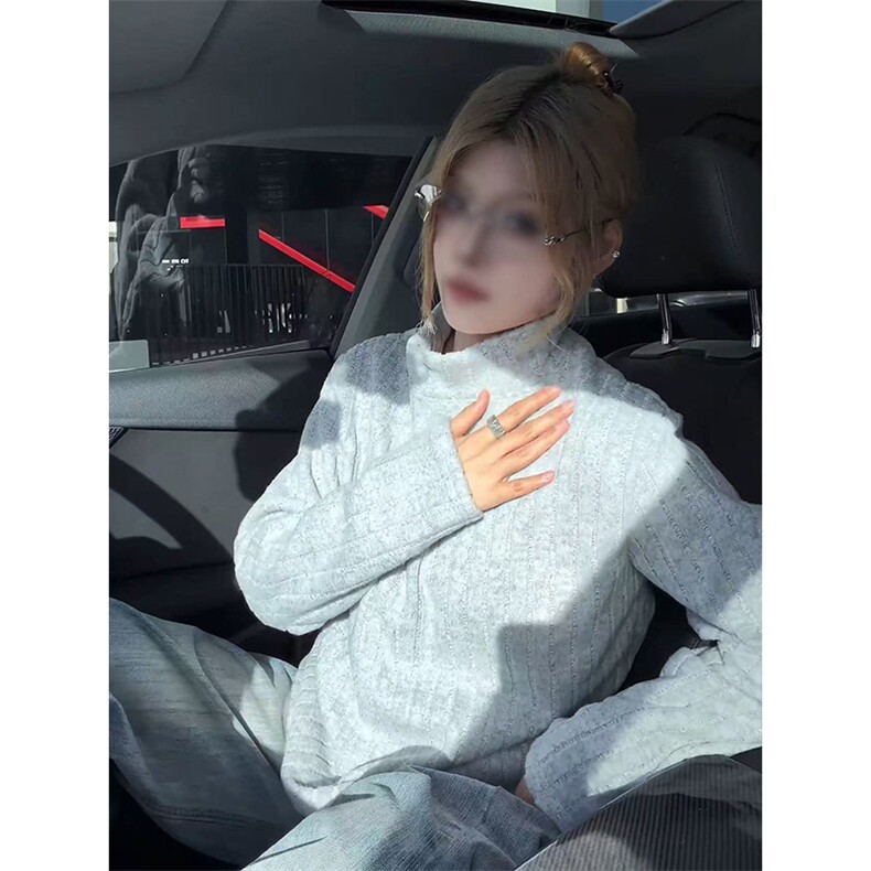 网图有货坑条半高领内搭打底衫男女春季宽松长袖T恤A1322-P28,男装T恤,星座1505