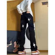 1506/QT88970/P55港风潮男夏季牛仔裤嘻哈ins潮高街潮流痞帅长裤，男装牛仔裤，星座1506